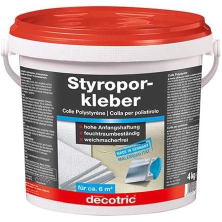 Decotric Styroporkleber 4kg - Gebrauchsfertig für Eimer | Wasserbasierender Klebstoff
