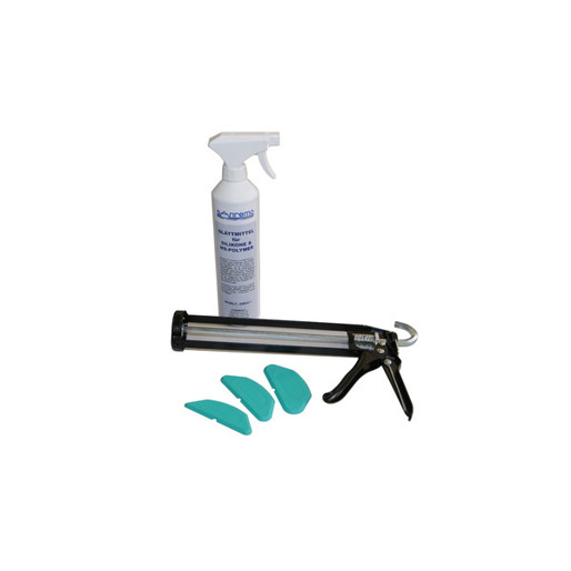 Basic 9 Glättmittel Set: 500ml + Skelettauspresspistole + 3 Radien Fugenschablonen