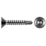 Edelstahlschrauben DIN 7504 A2 - TX Bohrschrauben 3,9 x 32 mm mit Senkkopf (Form P) für Weichmetall